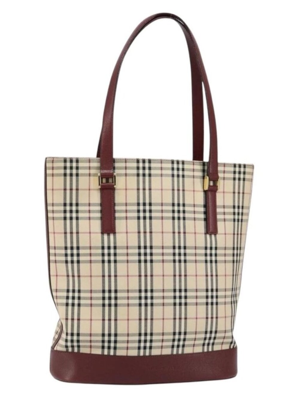 BURBERRY Nova Check Tote Bag Canvas Leather Beige Gold - Picture 2 of 16